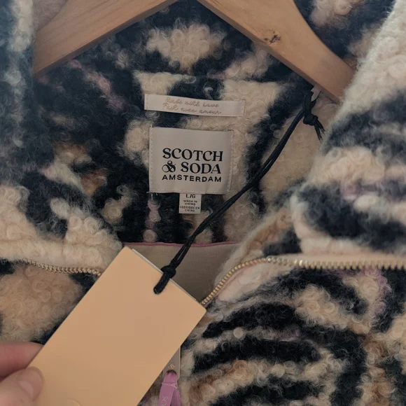 NWT Scotch & Soda Patterned Fleece Jacket/Sweater Pullover - Picture 4 of 7